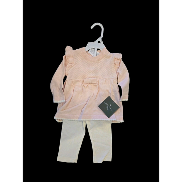 Laura Ashley Other - Laura Ashley Baby 2 Piece Light Pink Sweater And White Leggings Set 12 Mo. (D47)